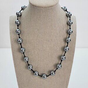Dominique Cohen DOM Hand Knotted Gray Imitation Pearl Beaded Necklace 21 in